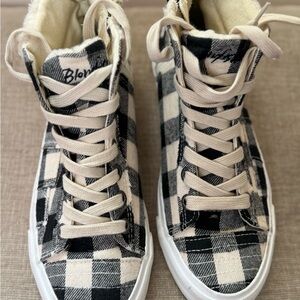 Blowfish High-Top Sneakers in Black & Cream Plaid